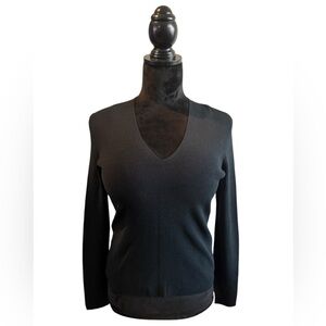 Ann Taylor Ribbed Long-Sleeves V-Neck Blouse, Small